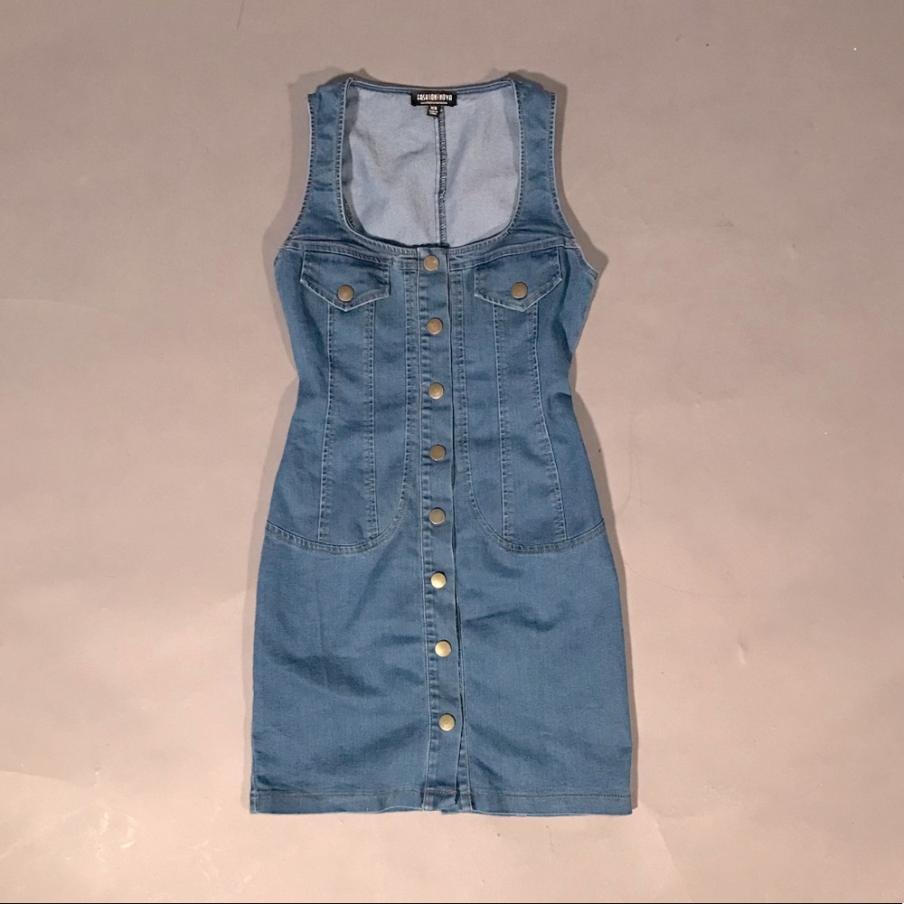 Fashion Nova Jean metal button dress